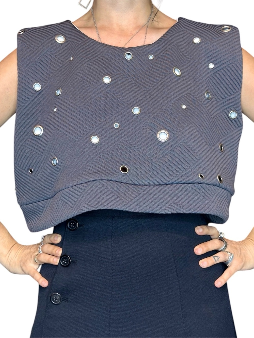 Avant-Garde Grommet Crop Top